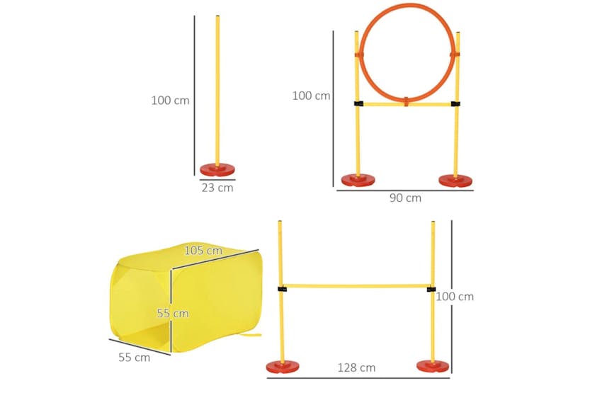 PawHut D07-024 Dogs 4-Obstacle ABS Agility Training Set | Yellow/Red PawHut D07-024 Dogs 4-Obstacle ABS Agility Training Set | Yellow/Red