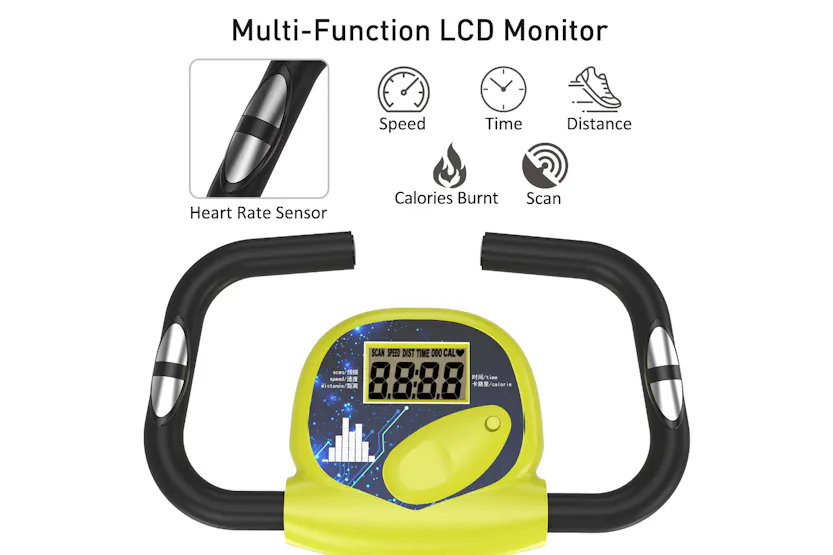 Homcom A90-192YL Steel Manual Resistance Exercise Bike with LCD Monitor | Yellow Homcom A90-192YL Steel Manual Resistance Exercise Bike with LCD Monitor | Yellow