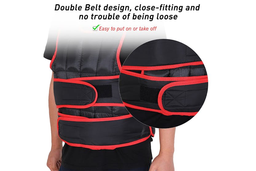 Homcom A93-042RD 10kg Adjustable Metal Sand Weight Vest | Black/Red Homcom A93-042RD 10kg Adjustable Metal Sand Weight Vest | Black/Red