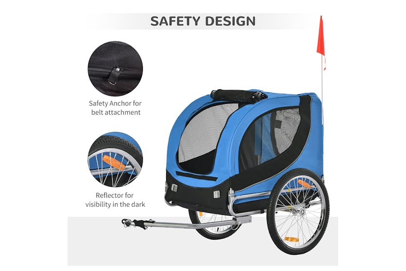 PawHut B4-0003-008 Folding Bicycle Pet Trailer with Removable Cover | Black/Blue PawHut B4-0003-008 Folding Bicycle Pet Trailer with Removable Cover | Black/Blue