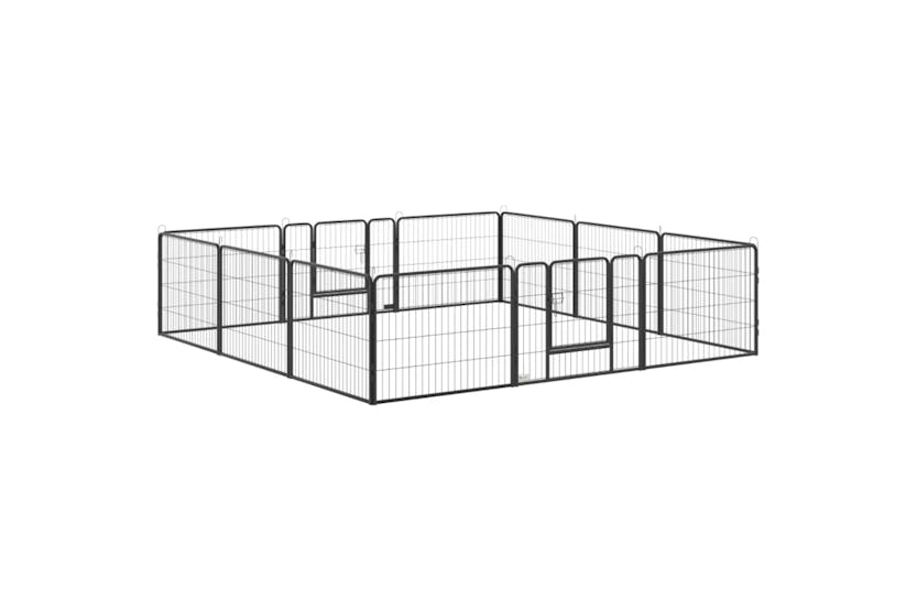 PawHut D06-141 12 Panels Foldable Heavy Duty Pet Playpen | Black,Silver PawHut D06-141 12 Panels Foldable Heavy Duty Pet Playpen | Black,Silver