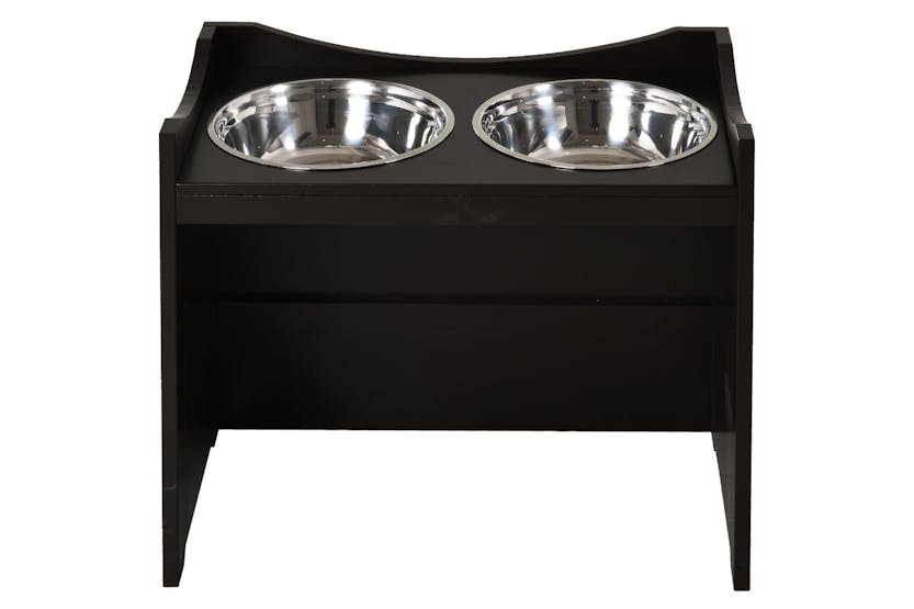 PawHut D08-020 MDF Elevated Duo Pet Bowl Feeder | Brown PawHut D08-020 MDF Elevated Duo Pet Bowl Feeder | Brown