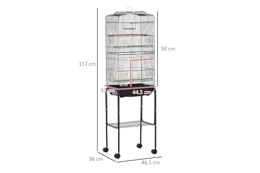 PawHut D10-019V01BK Bird Cage with Stand Wheels | Black PawHut D10-019V01BK Bird Cage with Stand Wheels | Black