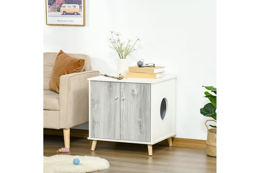 PawHut D31-030 2 Magnetic Door Cat Litter Box | White PawHut D31-030 2 Magnetic Door Cat Litter Box | White