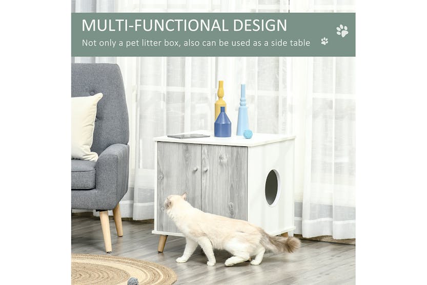 PawHut D31-030 2 Magnetic Door Cat Litter Box | White PawHut D31-030 2 Magnetic Door Cat Litter Box | White