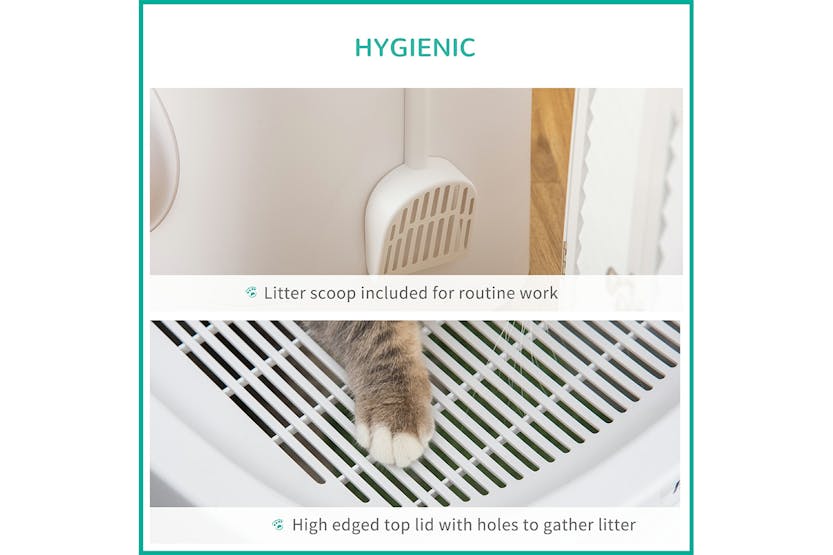 PawHut D31-048 Portable Cat Litter Tray Box | White PawHut D31-048 Portable Cat Litter Tray Box | White