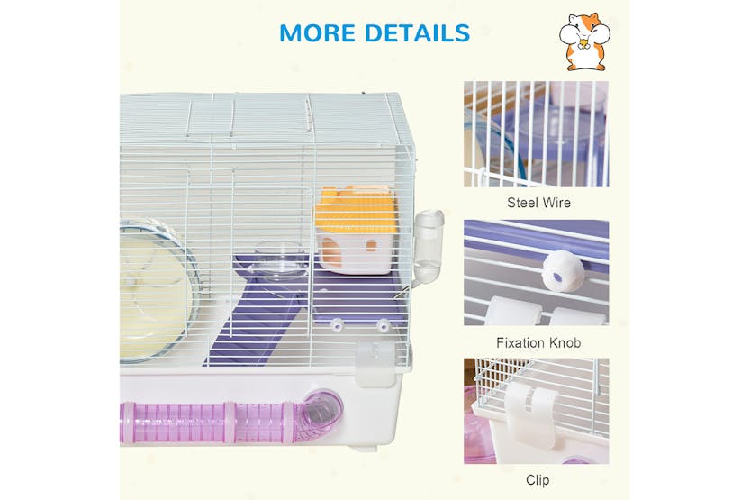 PawHut D51-245V01 2 Tier Hamster Cage | White PawHut D51-245V01 2 Tier Hamster Cage | White