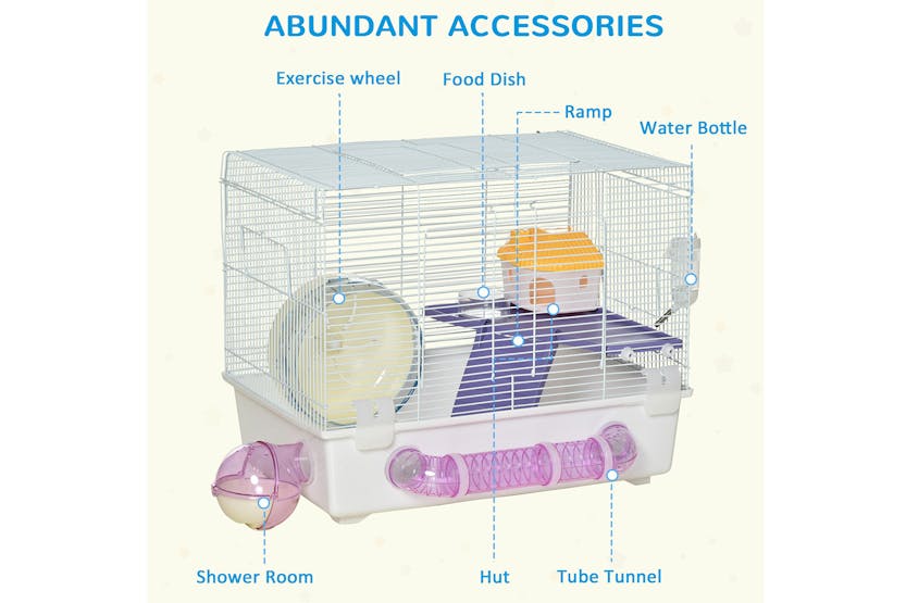 PawHut D51-245V01 2 Tier Hamster Cage | White PawHut D51-245V01 2 Tier Hamster Cage | White