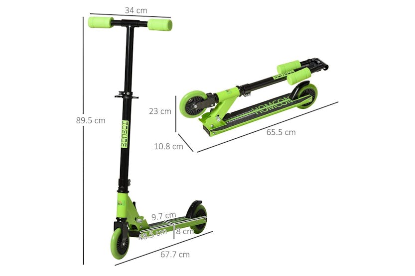 Homcom 371-036GN Childrens Foldable Kick Scooter | Green Homcom 371-036GN Childrens Foldable Kick Scooter | Green