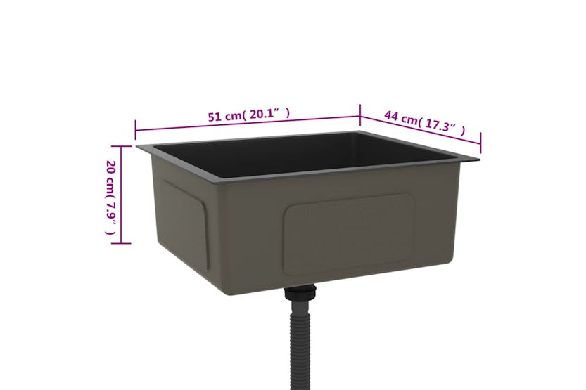 vidaXL 51503 Handmade Kitchen Sink Black Stainless Steel vidaXL 51503 Handmade Kitchen Sink Black Stainless Steel