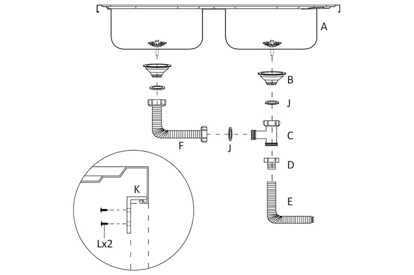 Vidaxl 147234 Kitchen Sink With Double Basins Silver 800x500x155 Mm Stainless Steel Vidaxl 147234 Kitchen Sink With Double Basins Silver 800x500x155 Mm Stainless Steel