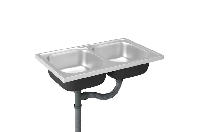Vidaxl 147234 Kitchen Sink With Double Basins Silver 800x500x155 Mm Stainless Steel Vidaxl 147234 Kitchen Sink With Double Basins Silver 800x500x155 Mm Stainless Steel