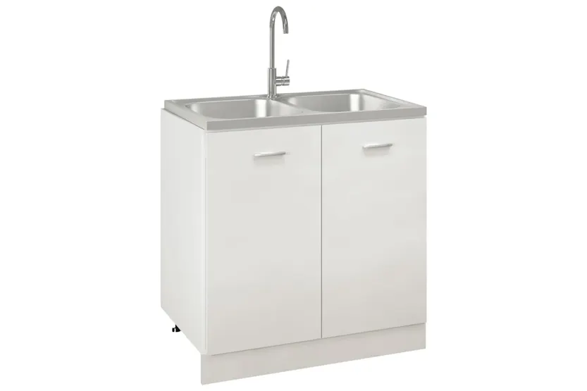 Vidaxl 147234 Kitchen Sink With Double Basins Silver 800x500x155 Mm Stainless Steel Vidaxl 147234 Kitchen Sink With Double Basins Silver 800x500x155 Mm Stainless Steel