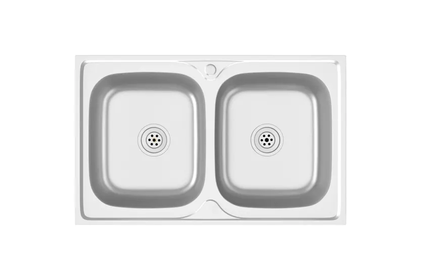 Vidaxl 147234 Kitchen Sink With Double Basins Silver 800x500x155 Mm Stainless Steel Vidaxl 147234 Kitchen Sink With Double Basins Silver 800x500x155 Mm Stainless Steel