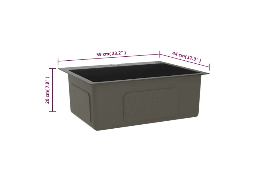 vidaXL 51513 Handmade Kitchen Sink Black Stainless Steel vidaXL 51513 Handmade Kitchen Sink Black Stainless Steel
