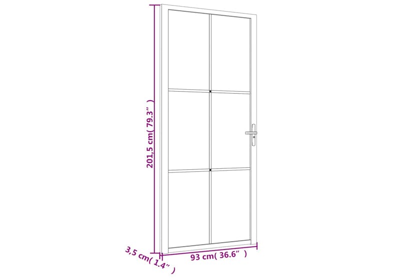 vidaXL 350566 Interior Door 93x201.5cm Black Esg Glass And Aluminium vidaXL 350566 Interior Door 93x201.5cm Black Esg Glass And Aluminium
