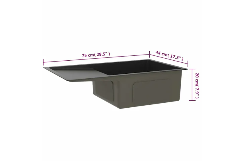vidaXL 51521 Handmade Kitchen Sink Black Stainless Steel vidaXL 51521 Handmade Kitchen Sink Black Stainless Steel