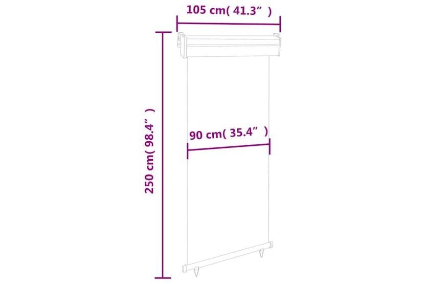 vidaXL Balcony Side Awning 105x250cm Grey vidaXL Balcony Side Awning 105x250cm Grey