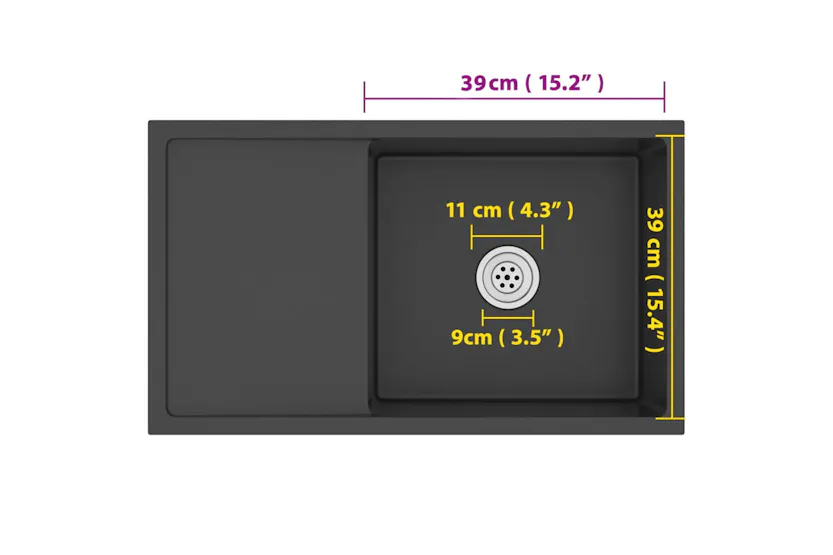 vidaXL 51521 Handmade Kitchen Sink Black Stainless Steel vidaXL 51521 Handmade Kitchen Sink Black Stainless Steel