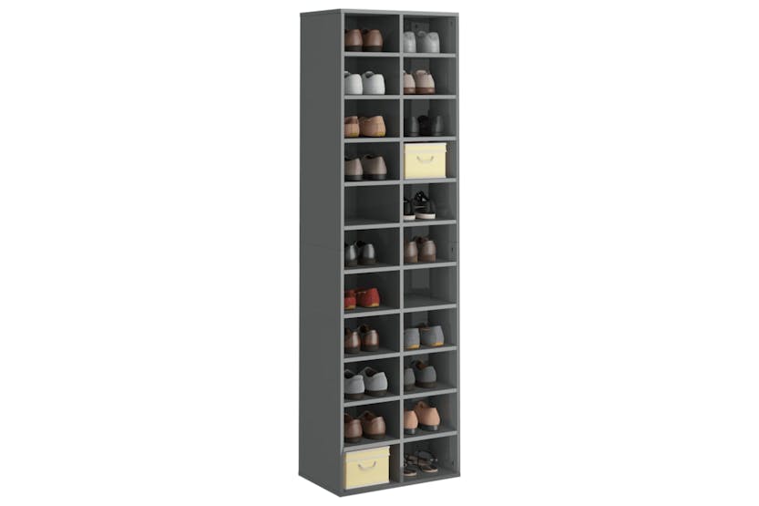 vidaXL 800377 Shoe Cabinet High Gloss Grey 54x34x183cm Engineered Wood vidaXL 800377 Shoe Cabinet High Gloss Grey 54x34x183cm Engineered Wood