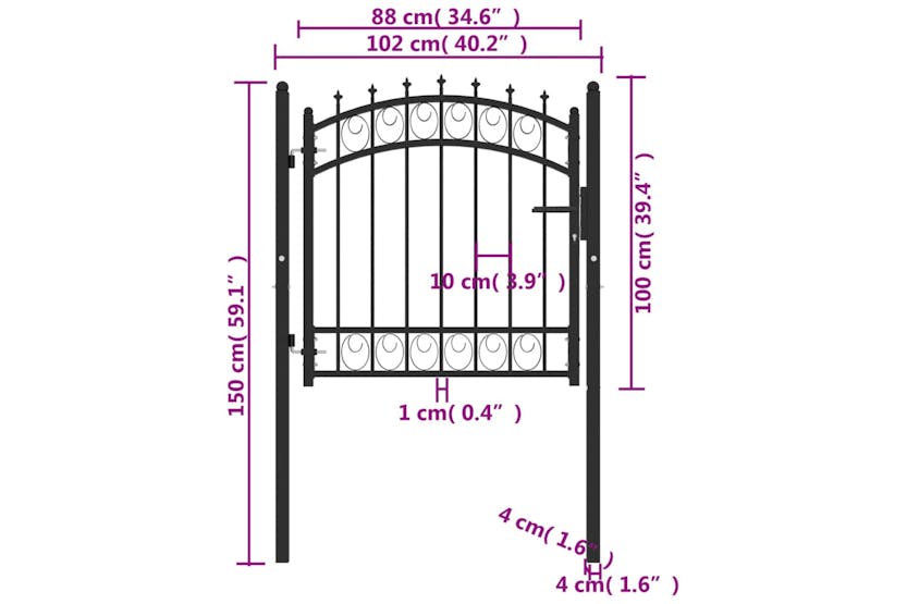 vidaXL 146378 Fence Gate With Spikes Steel 100x100cm Black vidaXL 146378 Fence Gate With Spikes Steel 100x100cm Black
