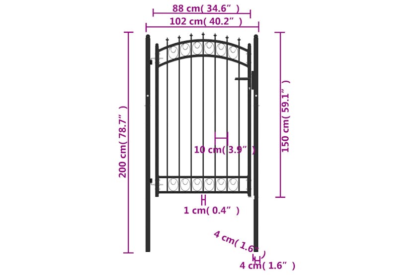 vidaXL 146380 Fence Gate With Spikes Steel 100x150cm Black vidaXL 146380 Fence Gate With Spikes Steel 100x150cm Black