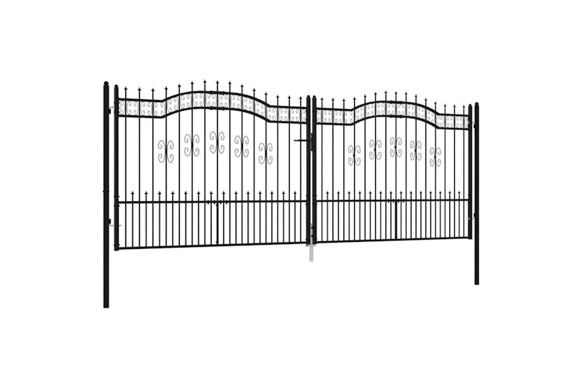 vidaXL 151102 Fence Gate With Spear Top Black 406x198cm Powder-coated Steel vidaXL 151102 Fence Gate With Spear Top Black 406x198cm Powder-coated Steel