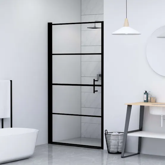 vidaXL 145672 Shower Door Tempered Glass 91x195cm Black vidaXL 145672 Shower Door Tempered Glass 91x195cm Black