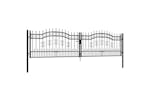 vidaXL 151100 Fence Gate With Spear Top Black 406x151cm Powder-coated Steel vidaXL 151100 Fence Gate With Spear Top Black 406x151cm Powder-coated Steel