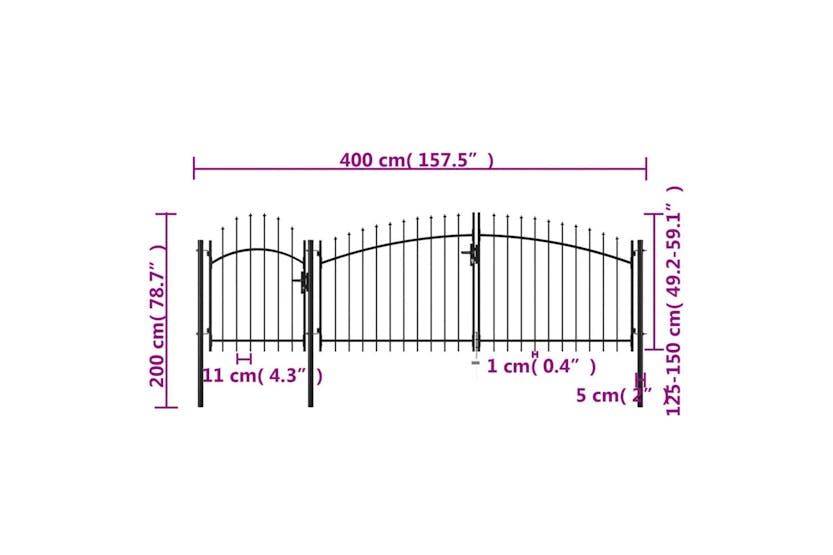 vidaXL 144364 Garden Gate Steel 2x4 M Black vidaXL 144364 Garden Gate Steel 2x4 M Black