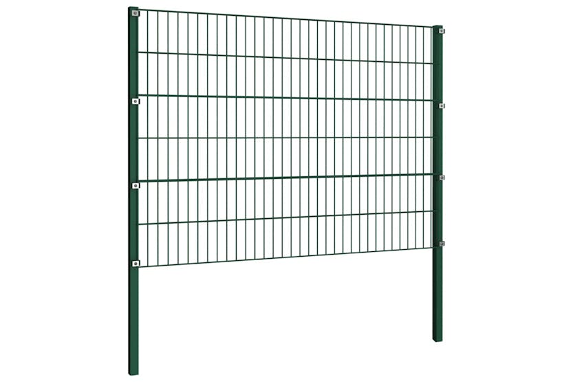vidaXL 144934 Fence Panel With Posts Iron 1.7x1.2 M Green vidaXL 144934 Fence Panel With Posts Iron 1.7x1.2 M Green