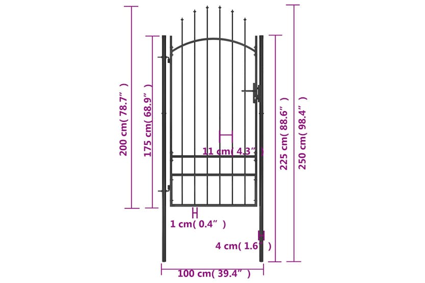 vidaXL 146321 Garden Gate Steel 1x2.5 M Black vidaXL 146321 Garden Gate Steel 1x2.5 M Black