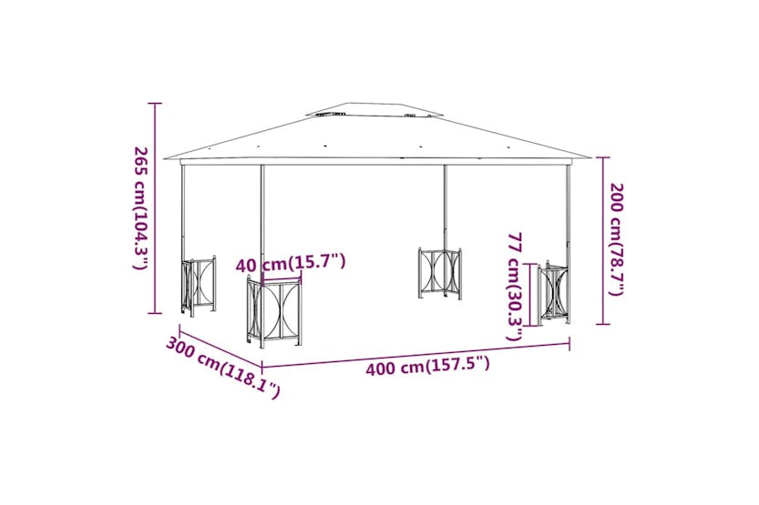 vidaXL 318545 Gazebo With Sidewalls&double Roofs 3x4 M Taupe vidaXL 318545 Gazebo With Sidewalls&double Roofs 3x4 M Taupe