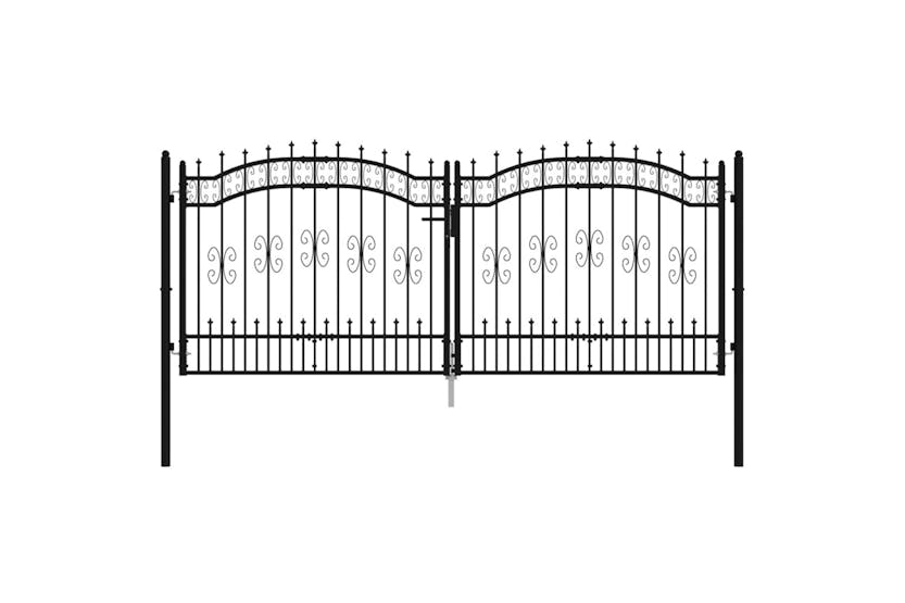 vidaXL 151096 Fence Gate With Spear Top Black 305x173cm Powder-coated Steel vidaXL 151096 Fence Gate With Spear Top Black 305x173cm Powder-coated Steel