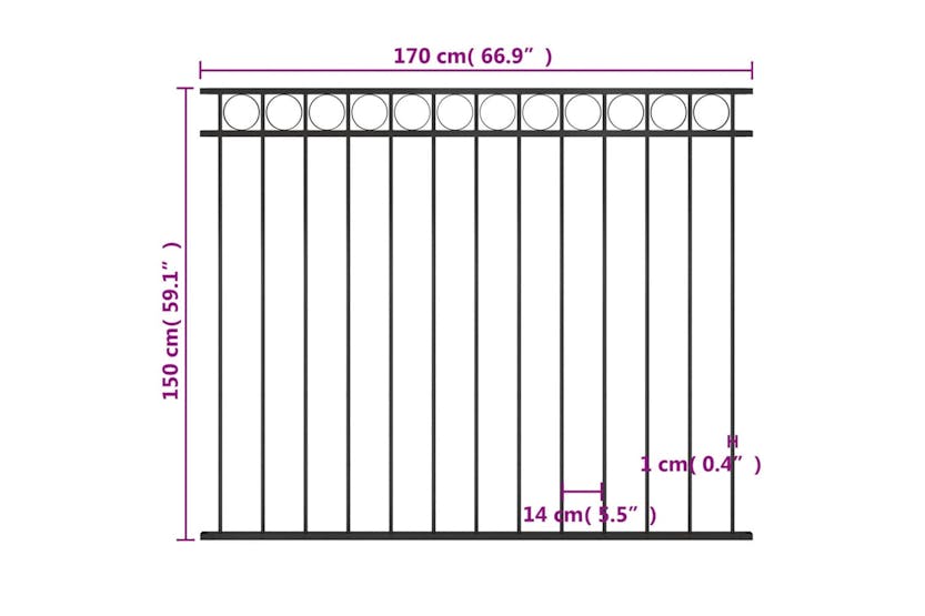 vidaXL 146319 Fence Panel Steel 1.7x1.5 M Black vidaXL 146319 Fence Panel Steel 1.7x1.5 M Black