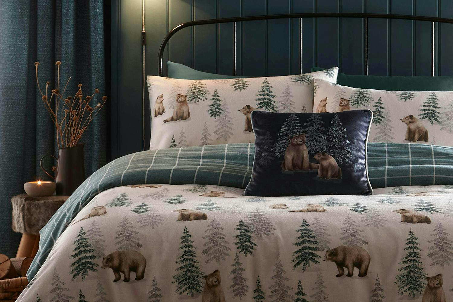 The Linen Room | Christmas Bear Walks Duvet Cover | Natural | Double