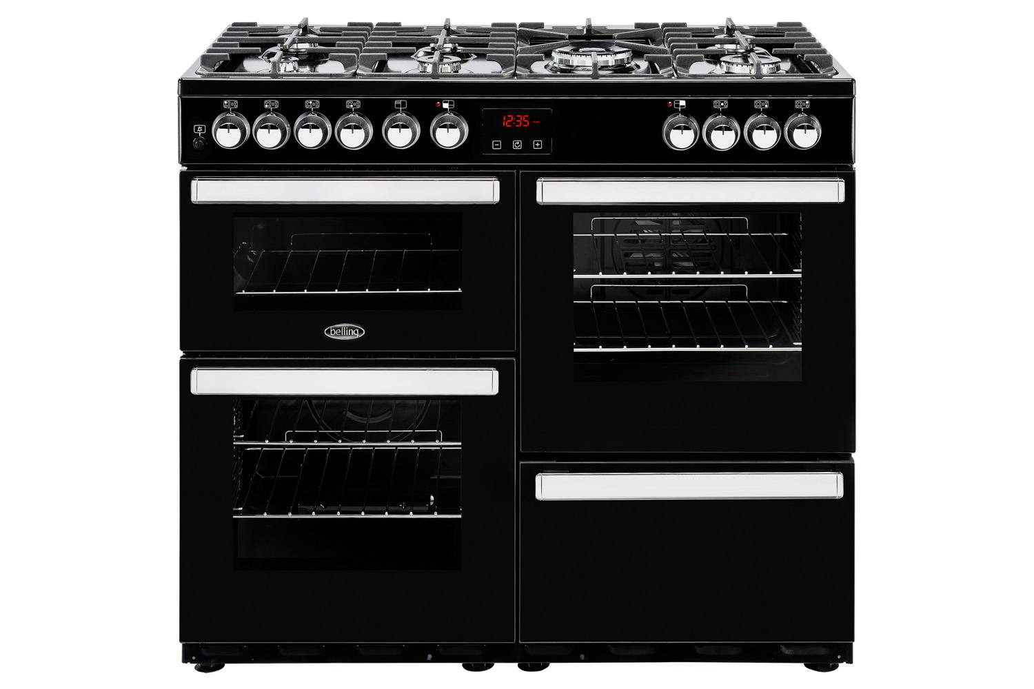 Belling Cookcentre 100cm Dual Fuel Range Cooker | 100DFTBLK | Black