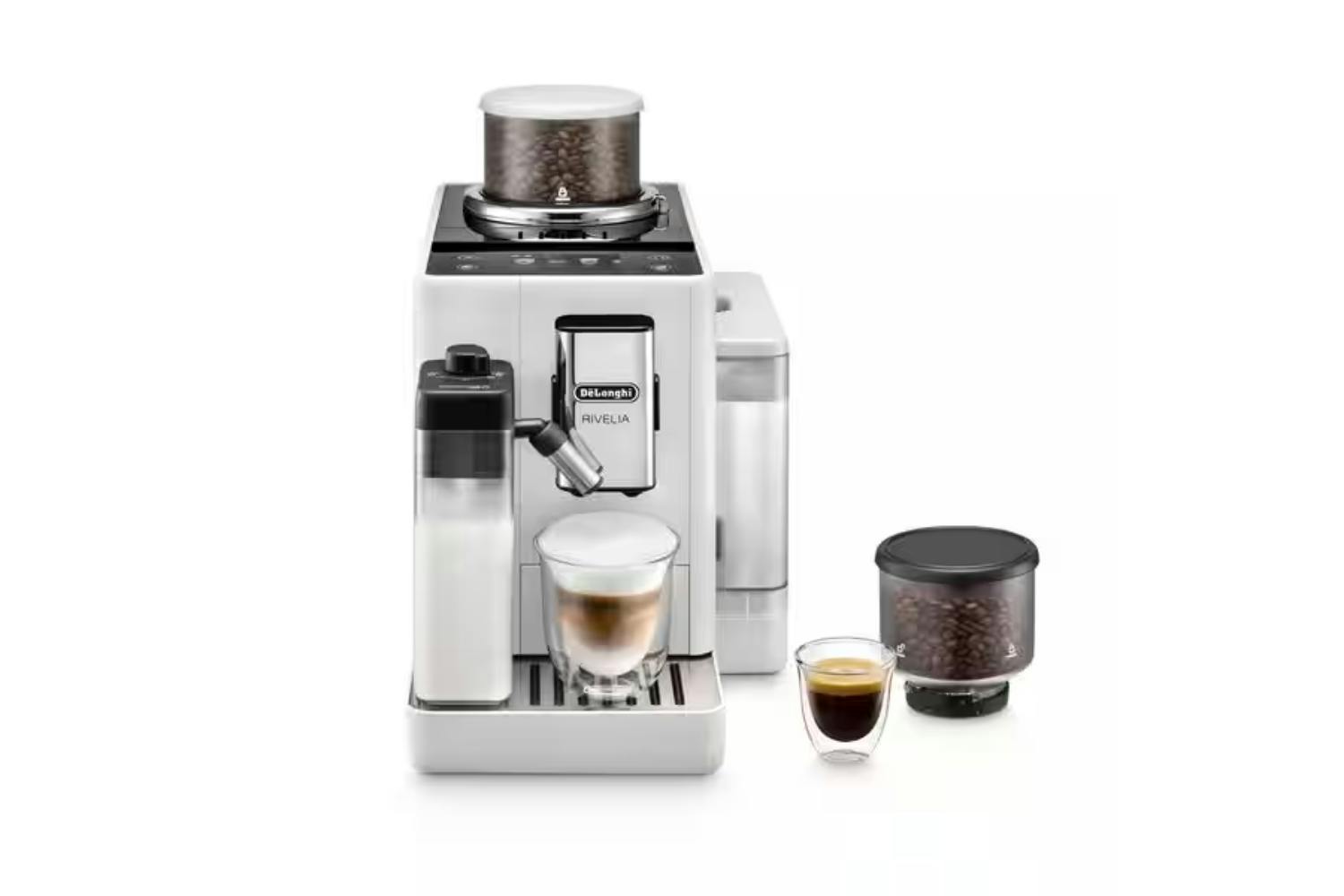 DeLonghi Rivelia Automatic Compact Bean to Cup Coffee Machine | EXAM440.55.W | Arctic White