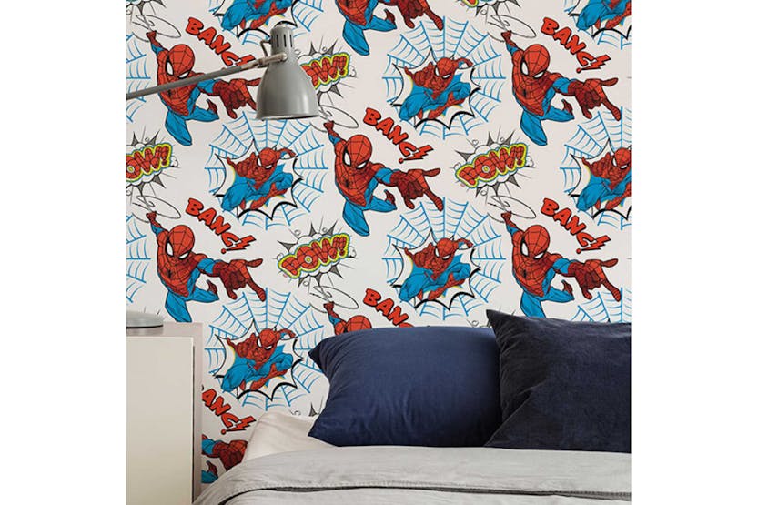 Noordwand 431385 Kids At Home Wallpaper Spiderman Pow White Noordwand 431385 Kids At Home Wallpaper Spiderman Pow White