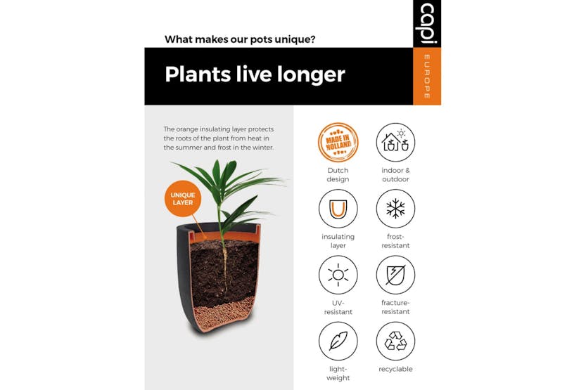 Capi 434838 Planter Nature Rib Square 50x50x50 Cm Dark Brown Capi 434838 Planter Nature Rib Square 50x50x50 Cm Dark Brown