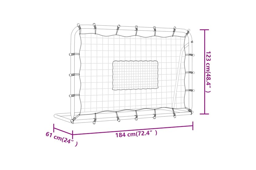 vidaXL Football Net Rebounder White&black 184x61x123cm Steel And Pe vidaXL Football Net Rebounder White&black 184x61x123cm Steel And Pe