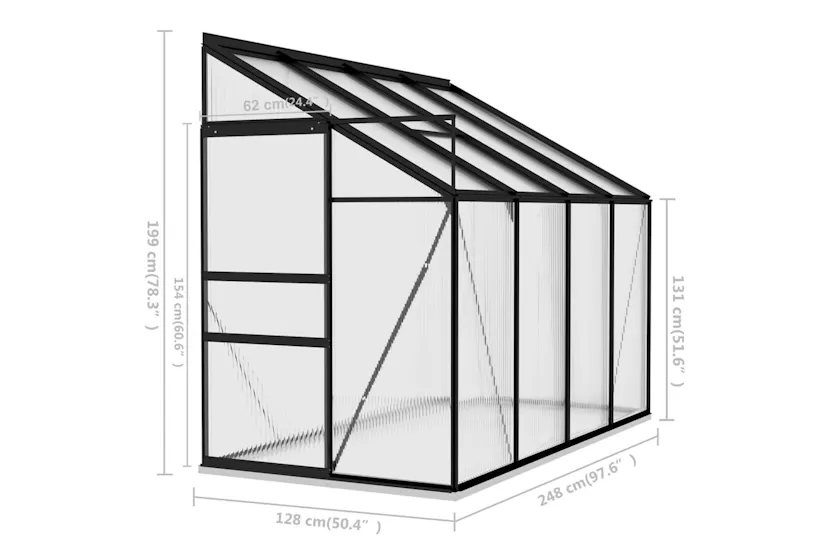 vidaXL 312051 Greenhouse Anthracite Aluminium 5.24 Mâ³ vidaXL 312051 Greenhouse Anthracite Aluminium 5.24 Mâ³