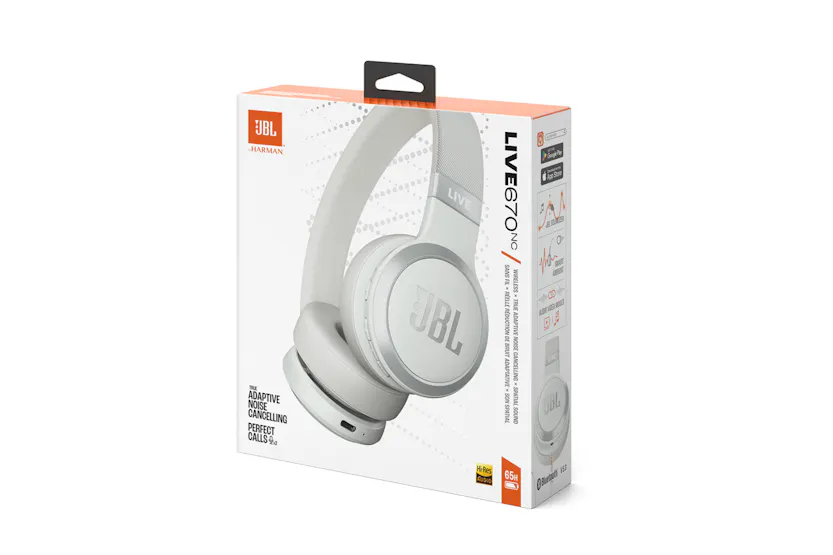 JBL Live 670NC On-Ear Wireless Noise Cancelling Headphone | White JBL Live 670NC On-Ear Wireless Noise Cancelling Headphone | White