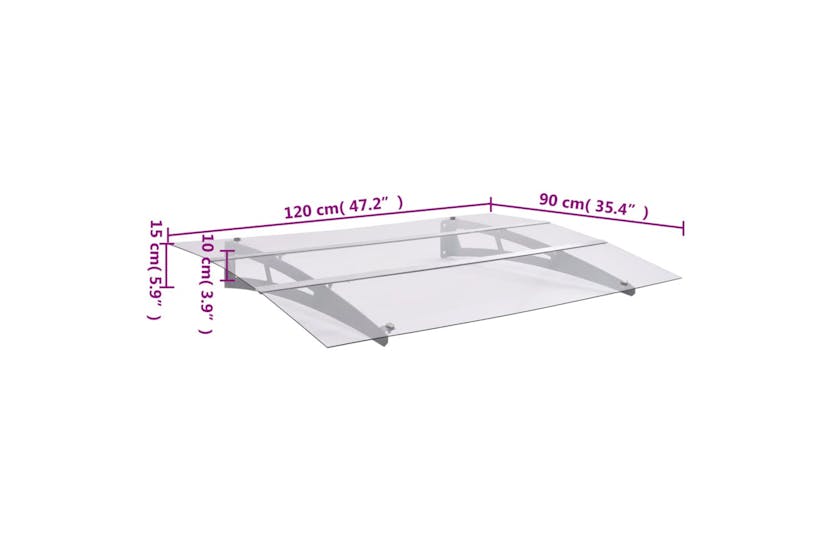 vidaXL 144828 Door Canopy Silver And Transparent 120x90cm Polycarbonate vidaXL 144828 Door Canopy Silver And Transparent 120x90cm Polycarbonate