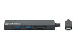 Manhattan 3 Port USB-C Hub with Card Reader Manhattan 3 Port USB-C Hub with Card Reader