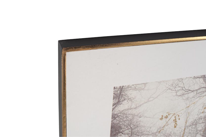 Monochrome Waterside Tree Print with Black Frame