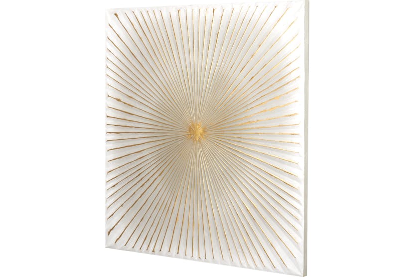 Sunburst Unframed Textured Metal Wall Art | White/Gold | 100 x 100 cm Sunburst Unframed Textured Metal Wall Art | White/Gold | 100 x 100 cm