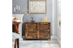 Vasagle Industrial Cabinet with Sliding Doors | Rustic Brown & Black Vasagle Industrial Cabinet with Sliding Doors | Rustic Brown & Black