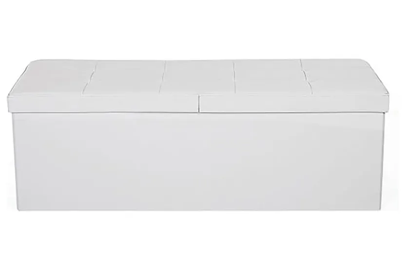 Songmics Flipping Lid Storage Ottoman | White Songmics Flipping Lid Storage Ottoman | White
