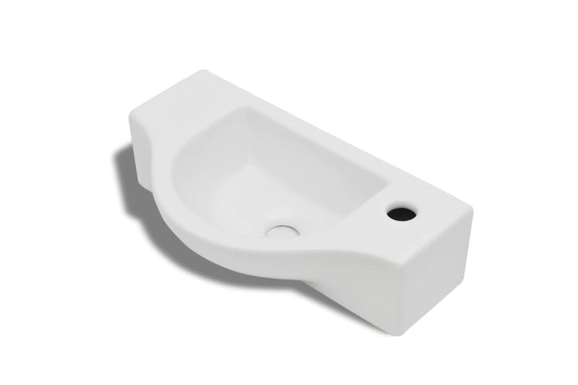 vidaXL 141930 Ceramic Bathroom Sink Basin With Faucet Hole White vidaXL 141930 Ceramic Bathroom Sink Basin With Faucet Hole White